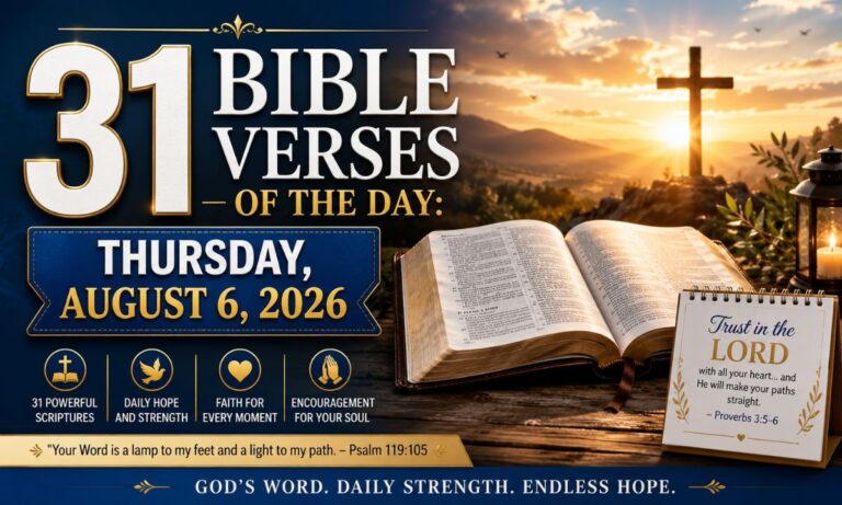 31 Bible Verses of The Day: Thursday, August 6, 2026